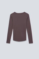 The Ella in Plum. Crew-neck long sleeve. 95% organic cotton with 5% elastane. Back view. GOTS