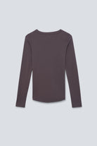 The Ella in Plum. Crew-neck long sleeve. 95% organic cotton with 5% elastane. Back view.