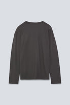 The Emily in Pitch Black. Organic cotton long sleeve, 140 grams. GOTS. Back view. 