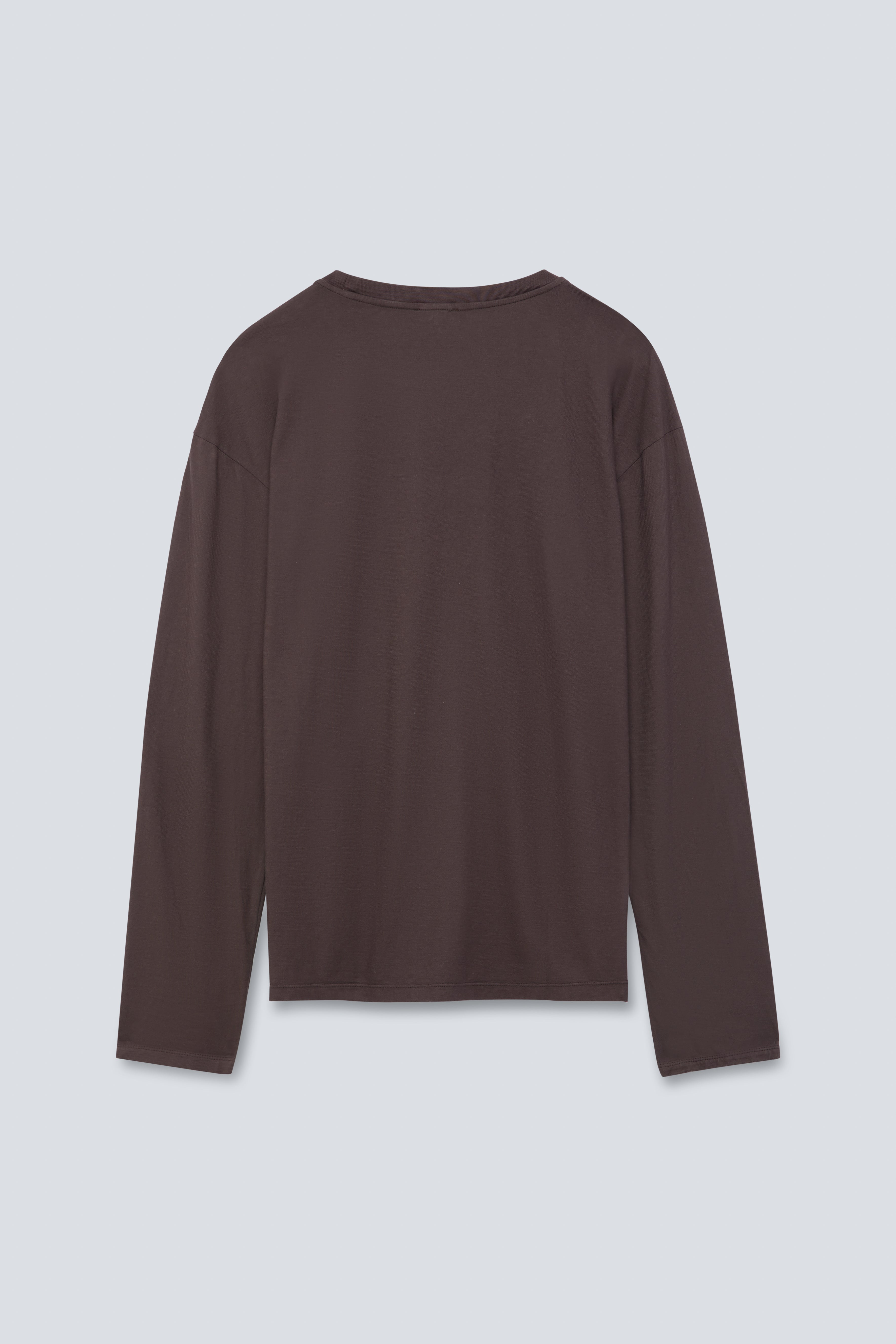 The Emily in Plum. Organic cotton long sleeve, 140 grams. GOTS. Back view. 