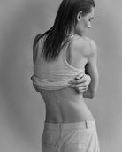 The Erin in Beige Melange. 98% modal lenzing with 2% elastane. Shown with The Alex in Beige. 