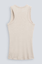 The Erin in Beige Melange. 98% modal lenzing with 2% elastane. Back view. 