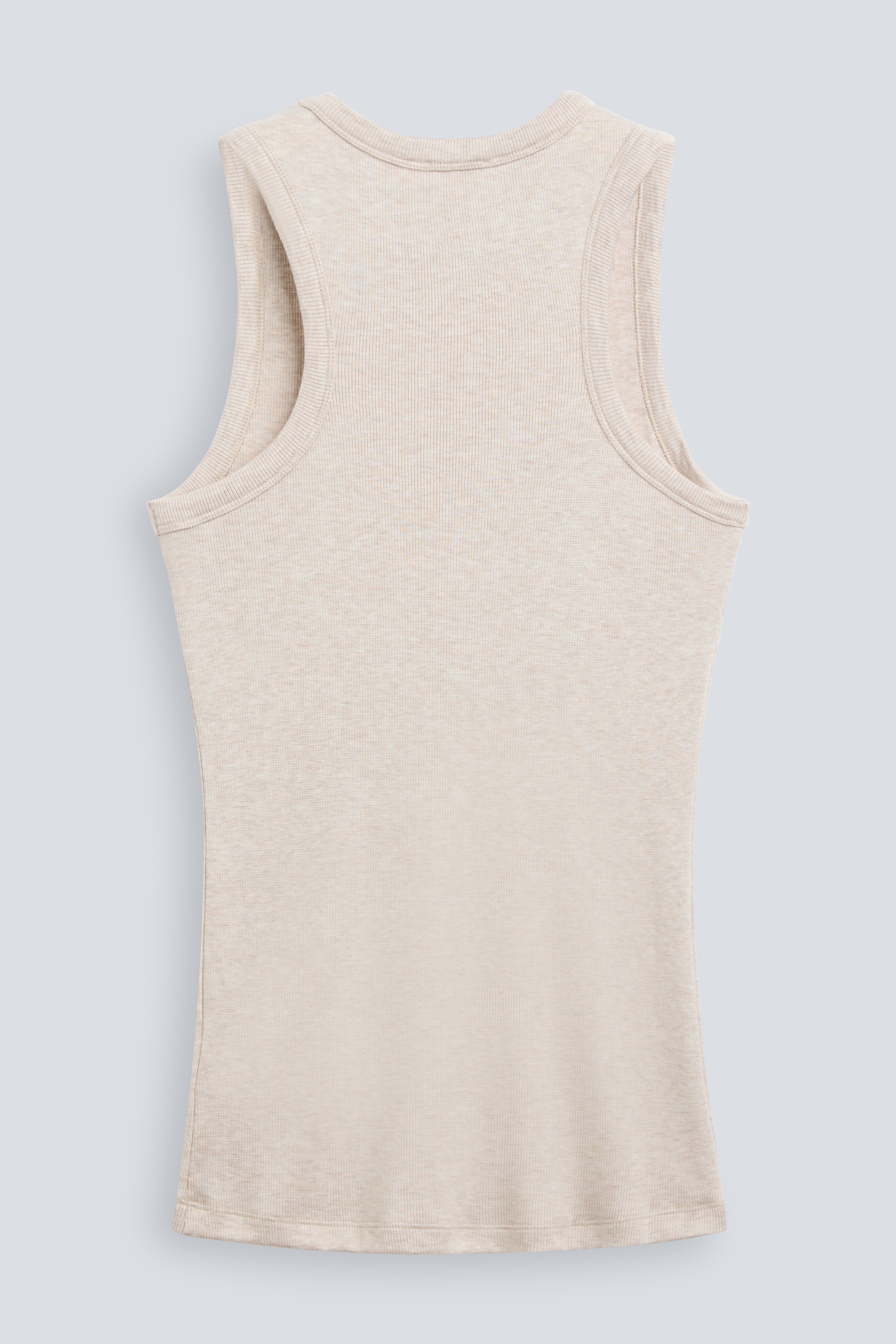 The Erin in Beige Melange. 98% modal lenzing with 2% elastane. Back view. 