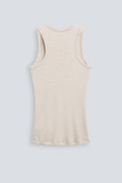 The Erin in Beige Melange. 98% modal lenzing with 2% elastane. Back view. 