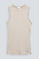 The Erin in Beige Melange. 98% modal lenzing with 2% elastane. Front view. 