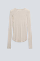 The Georgia in Beige Melange. Long sleeve. 98% modal with 2% elastane. Back view.