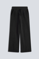 The Gioia wide-leg pants in essential black detail view, 100% organic cotton fleece