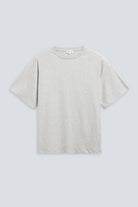 The Jess in Grey Melange. 180 grams organic cotton. GOTS certified. Front view. 