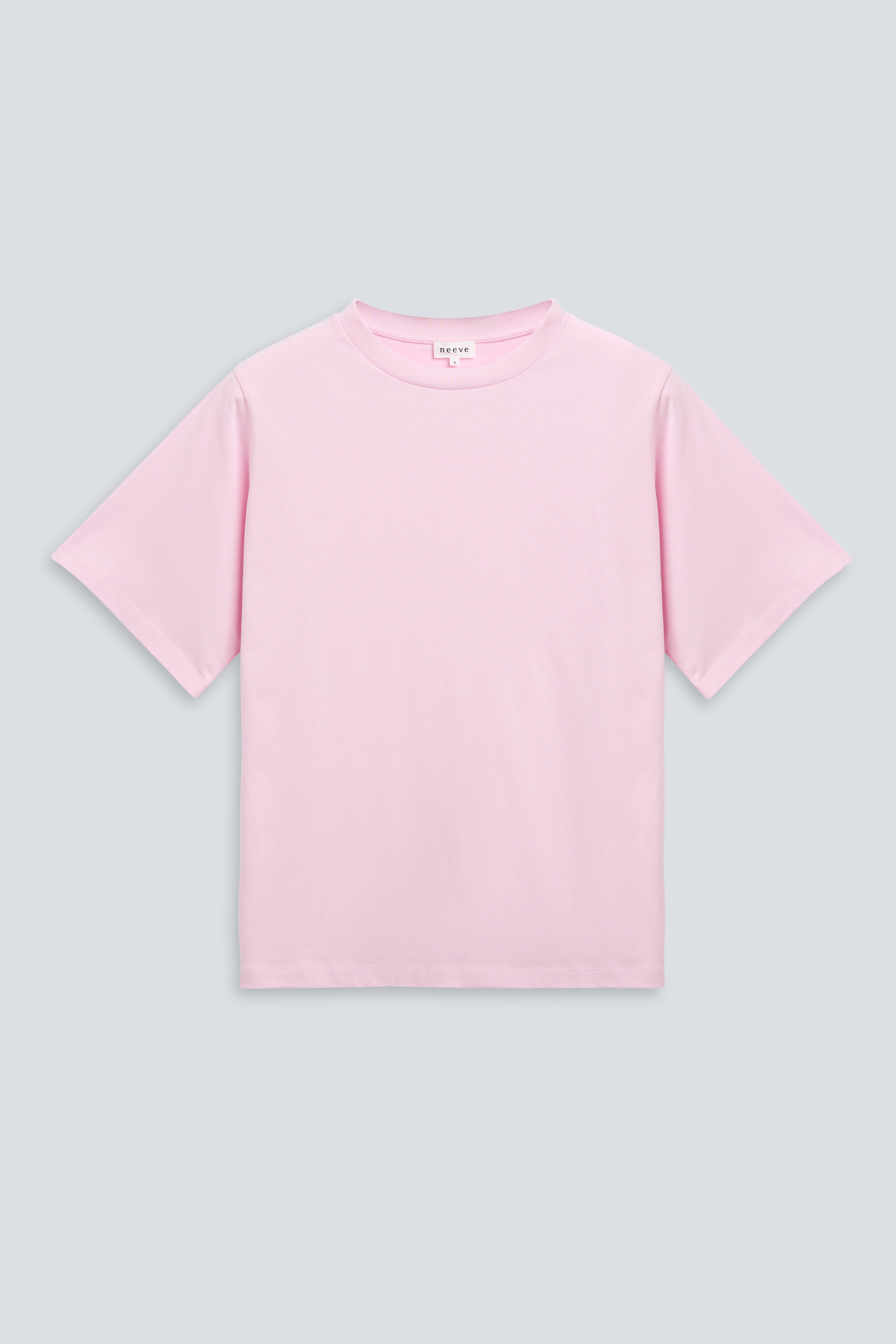 The Jess in Rose Pink. 180 grams organic cotton. GOTS certified. Front view. 
