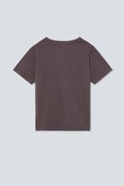 The Jill in Plum. Crew-neck tee. 
180 grams, 100% organic cotton. GOTS. Back view. 