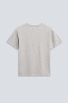 Schweres Rundhals-T-Shirt in Grey Melange. Rückansicht.