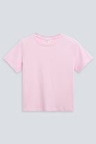The Jill in Rose Pink. Front view. 
180 grams organic cotton. GOTS certified. 