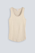 The Josie Tank Top in Beige Melange. Made from 95% organic cotton with 5% elastane. Front view. GOTS