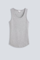The Josie Tank Top in Grey Melange. Made from 95% organic cotton with 5% elastane. Front view. GOTS