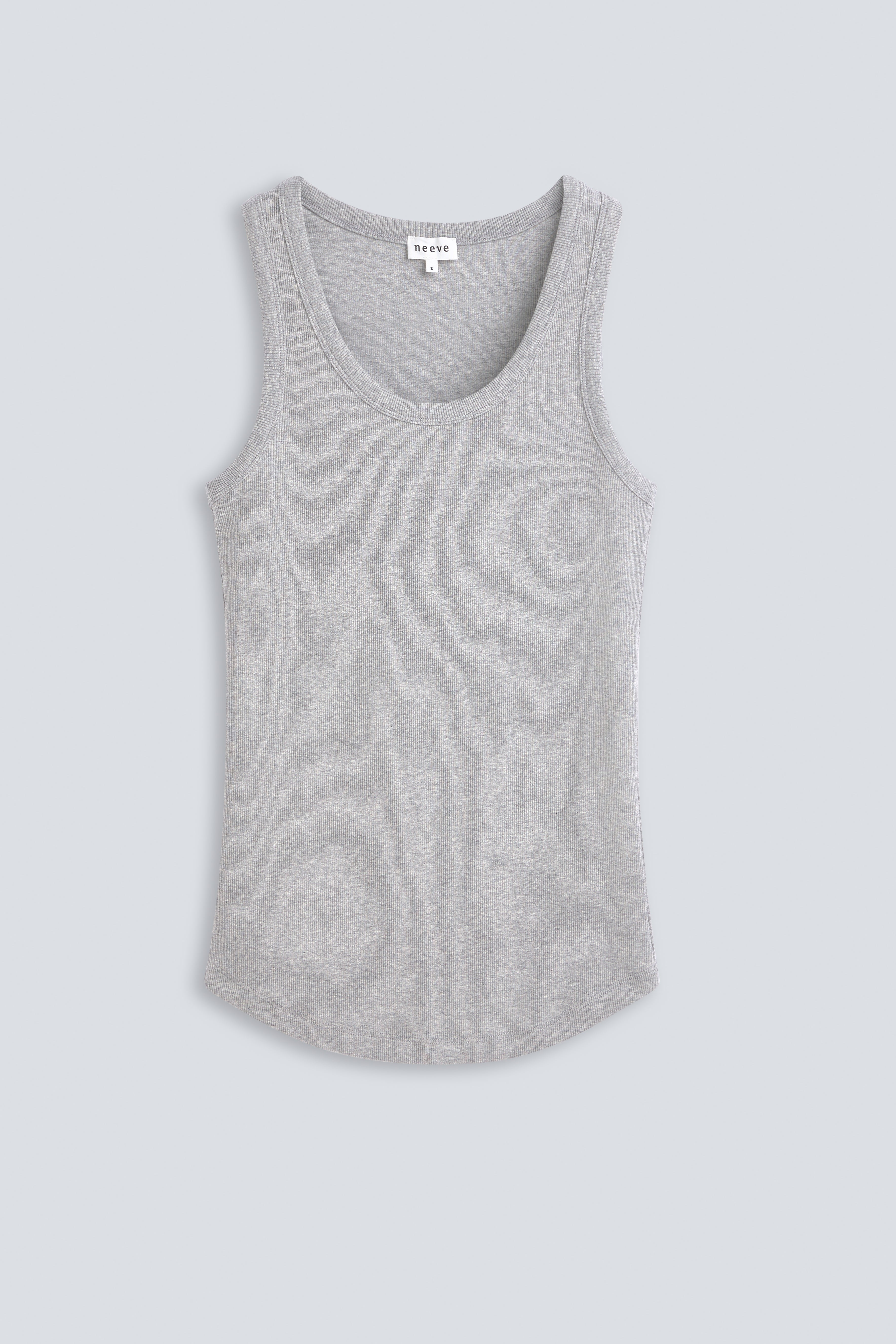The Josie Tank Top in Grey Melange. Made from 95% organic cotton with 5% elastane. Front view. GOTS