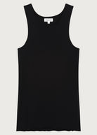 The Kate essential black tank front view, 95% organic cotton 5% elastane made in Portugal