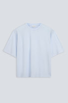 Front view The Lara in Ice Blue. 140 grams organic cotton. GOTS certified. 