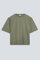 The Lara in Olive. Front view. 140 grams organic cotton. GOTS certified. 