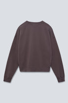 The May in Plum. Crew-neck sweater with a boxy shape. 100% organic cotton babyfleece. GOTS. Back view. 