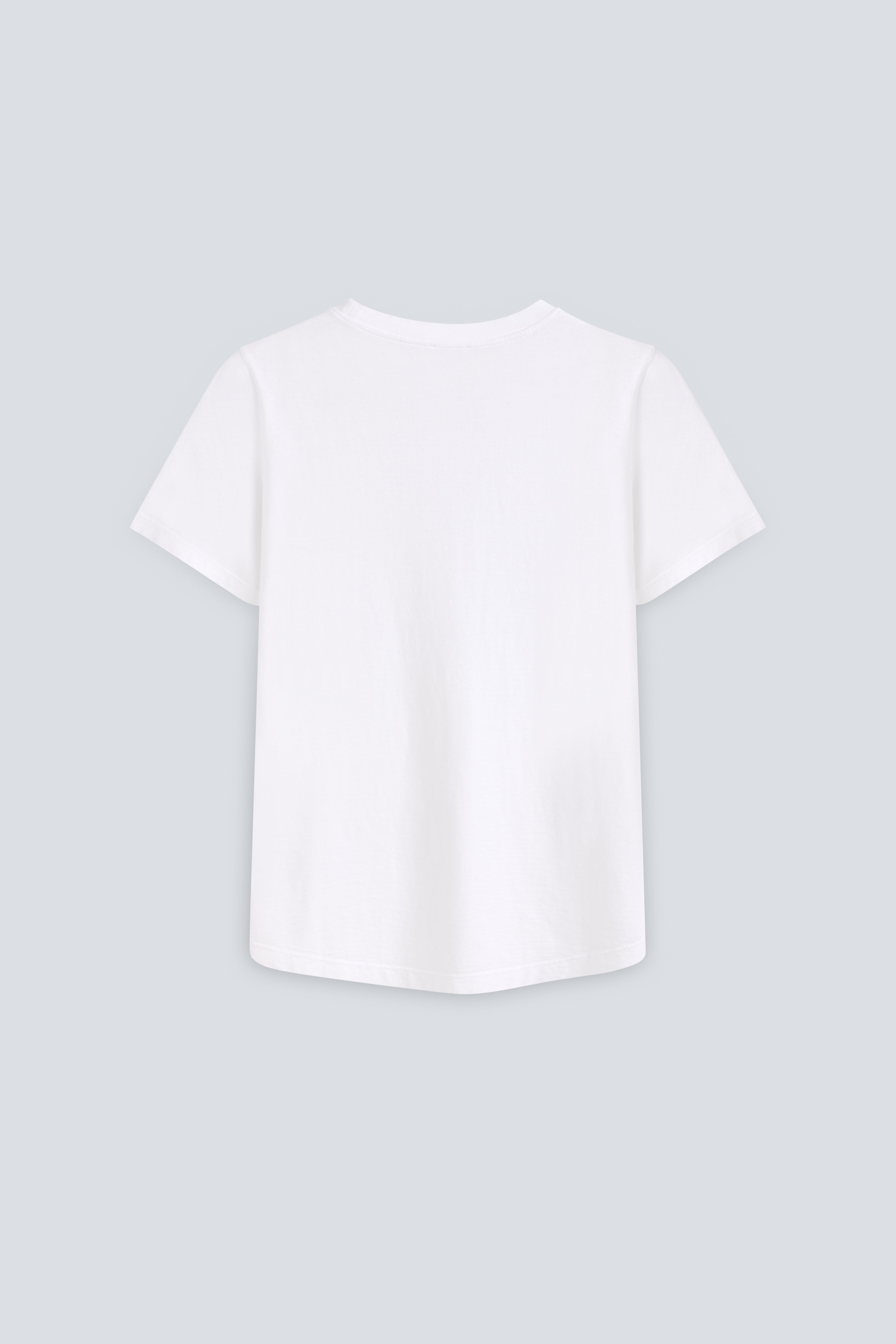 The Michelle Crispy White. 140 grams, 100% organic cotton. Back view. GOTS  