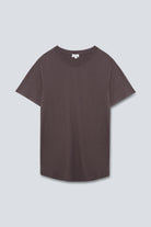 The Michelle in Plum. Crew-neck T-shirt, 100% organic cotton, 140 grams. Front view. GOTS