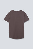 The Michelle in Plum. Crew-neck T-shirt, 100% organic cotton, 140 grams. Back view. GOTS