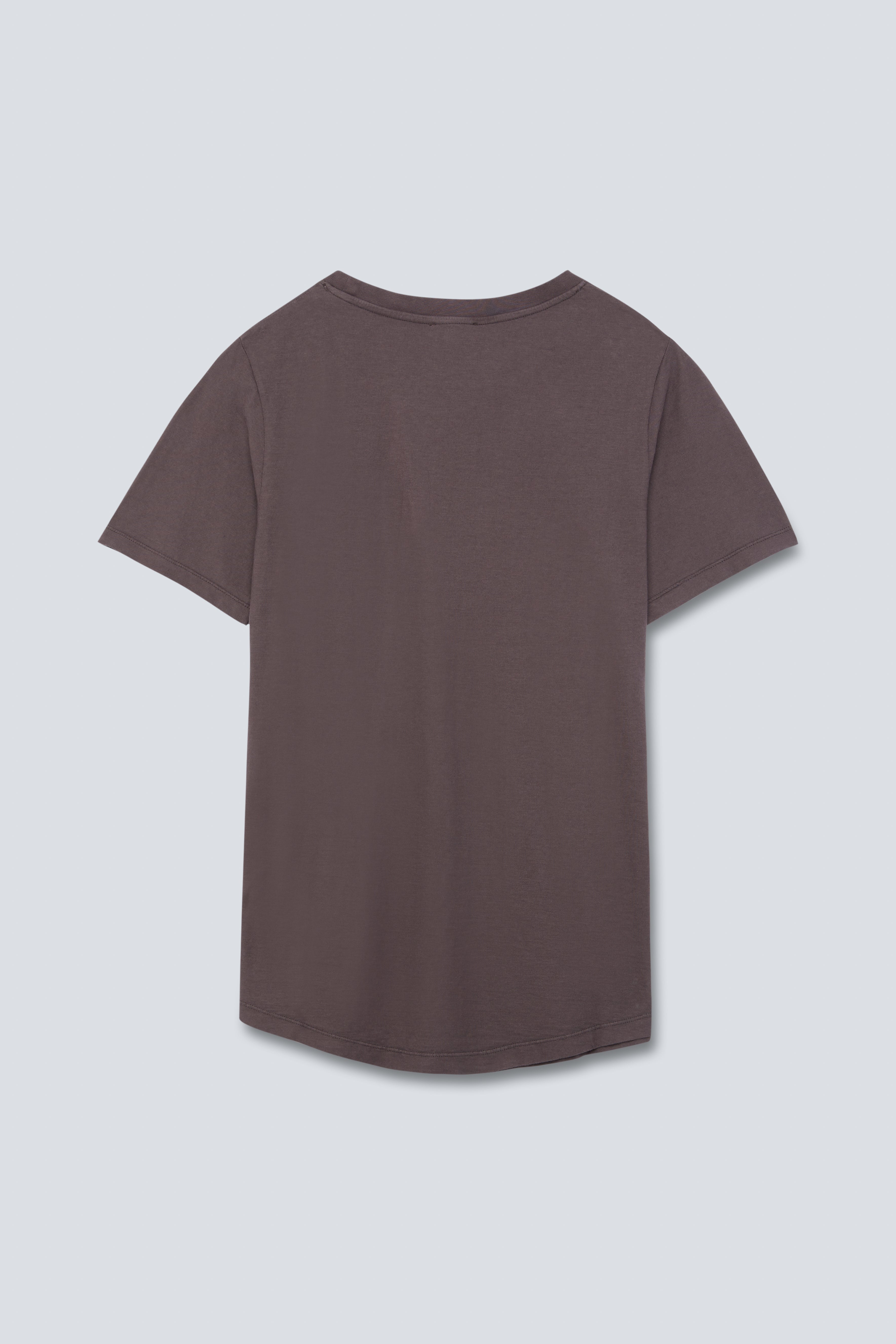 The Michelle in Plum. Crew-neck T-shirt, 100% organic cotton, 140 grams. Back view. GOTS