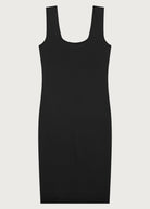 The Nelly little black dress back view, organic cotton made in Portugal