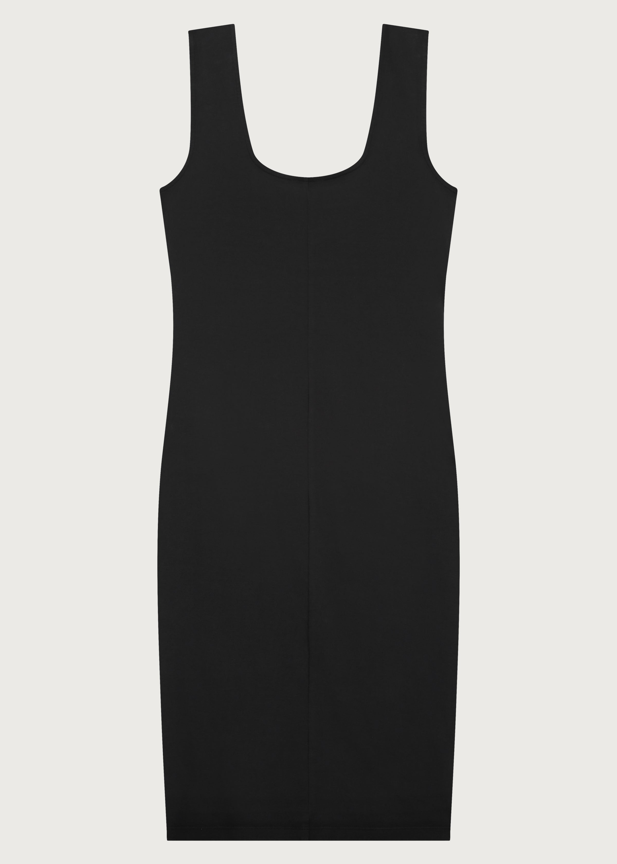 The Nelly little black dress back view, organic cotton made in Portugal