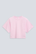 The Noa in Rose Pink. 180 grams 100% organic cotton. GOTS certified. Front view. 