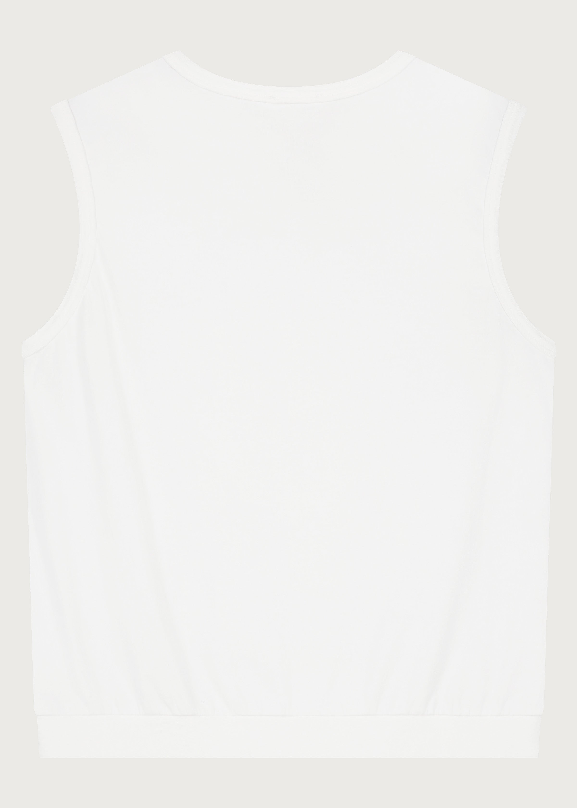 The Noémi tank top crispy white back view, made in Portugal