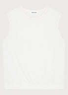 The Noémi crispy white tank top front view, 180g organic cotton