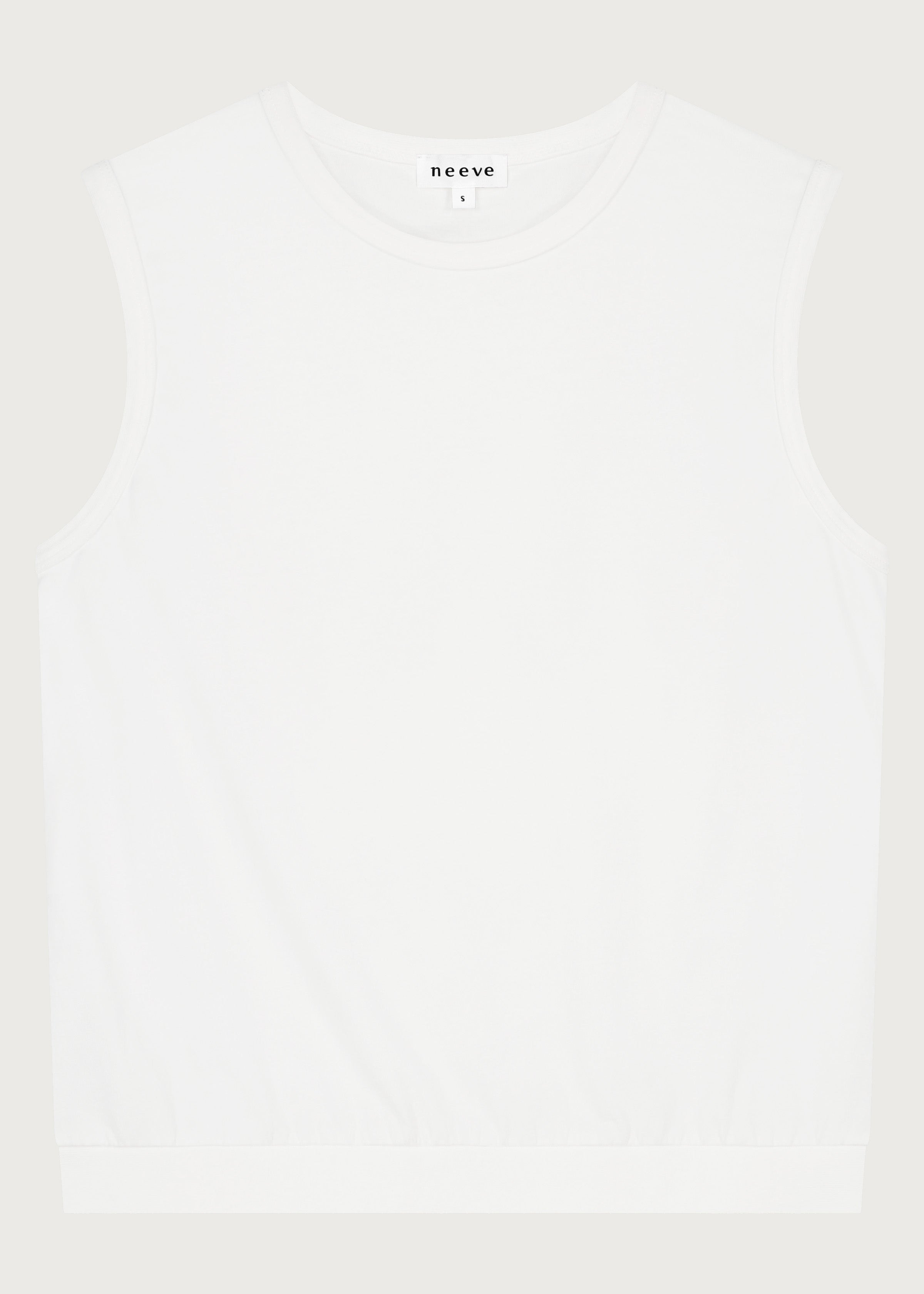 The Noémi crispy white tank top front view, 180g organic cotton