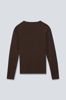 The Nora long sleeve in Chocolate Melange. Made from 95% organic cotton with 5% elastane. Back view. GOTS