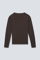 The Nora longsleeve in Chocolate Melange. Gemaakt van 95% biologisch katoen met 5% elastaan. Achterkant.