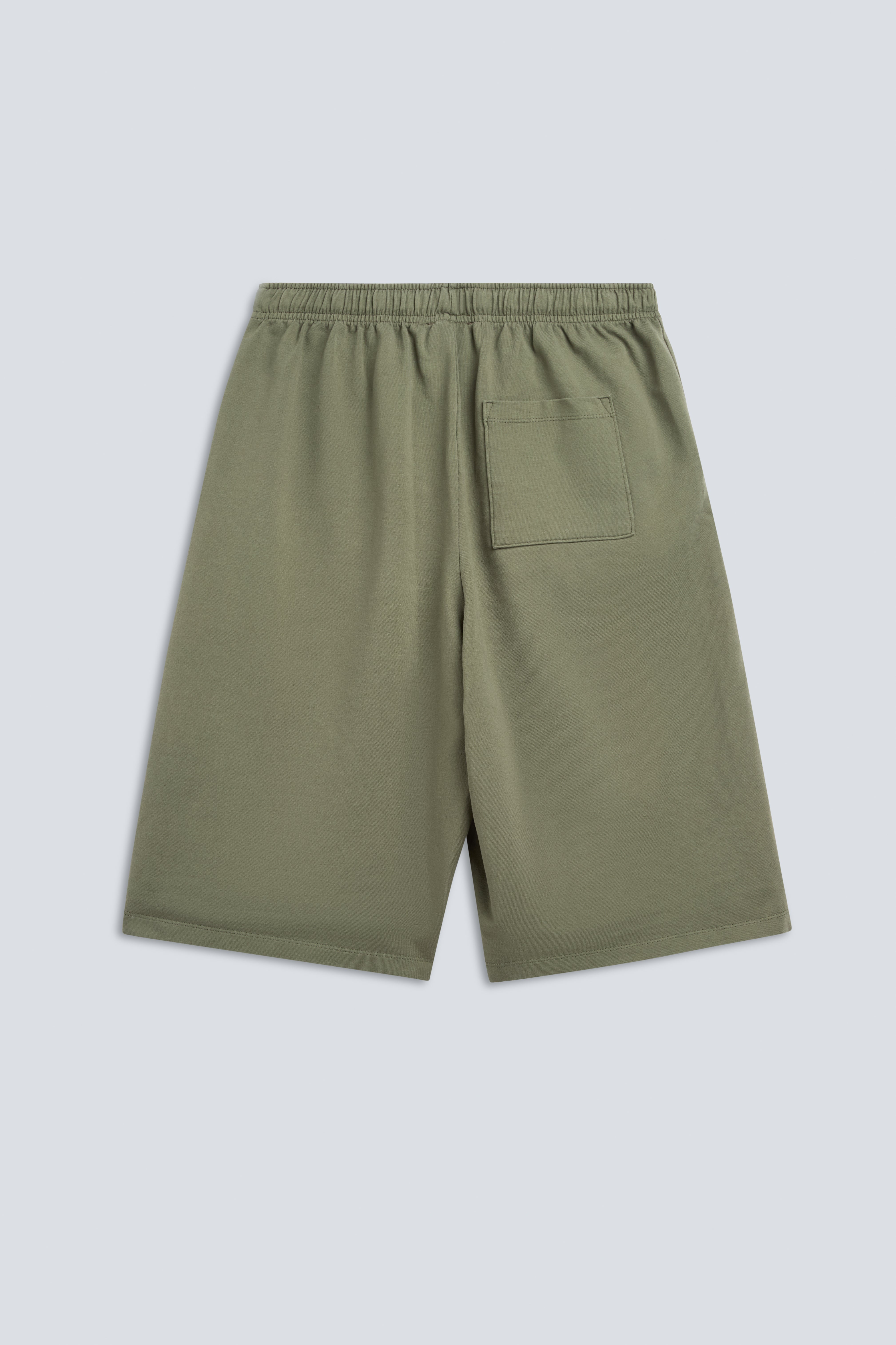 The Posey in Olive. Back view, pocket 100% organic cotton babyfleece. GOTS certified. 