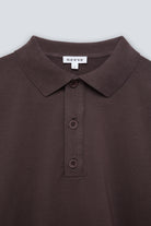The Remi in Plum. Polo long sleeve and a boxy shape.  Made from 100% organic cotton babyfleece. GOTS. Collar detail. 
