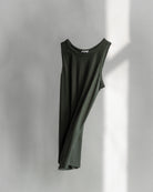 The Selene Olive. Front view. 140 grams organic cotton. GOTS certified. 