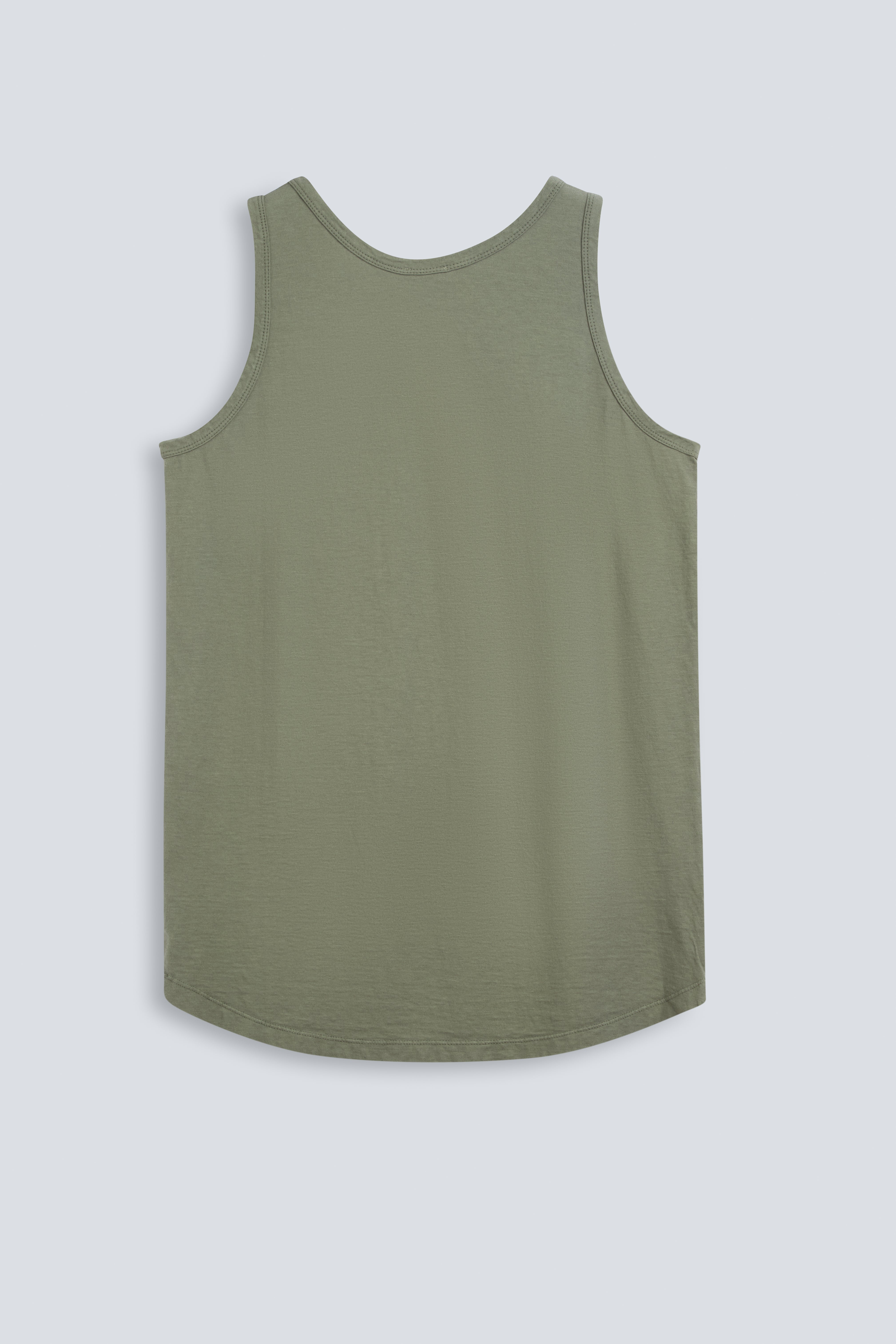 The Selene Olive. Back view. 140 grams 100% organic cotton. GOTS certified. 
