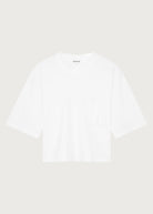 The Tess dropped shoulder tee in crispy white front view, 180g organic cotton