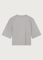 The Tess boxy tee grey melange back view, made in Portugal