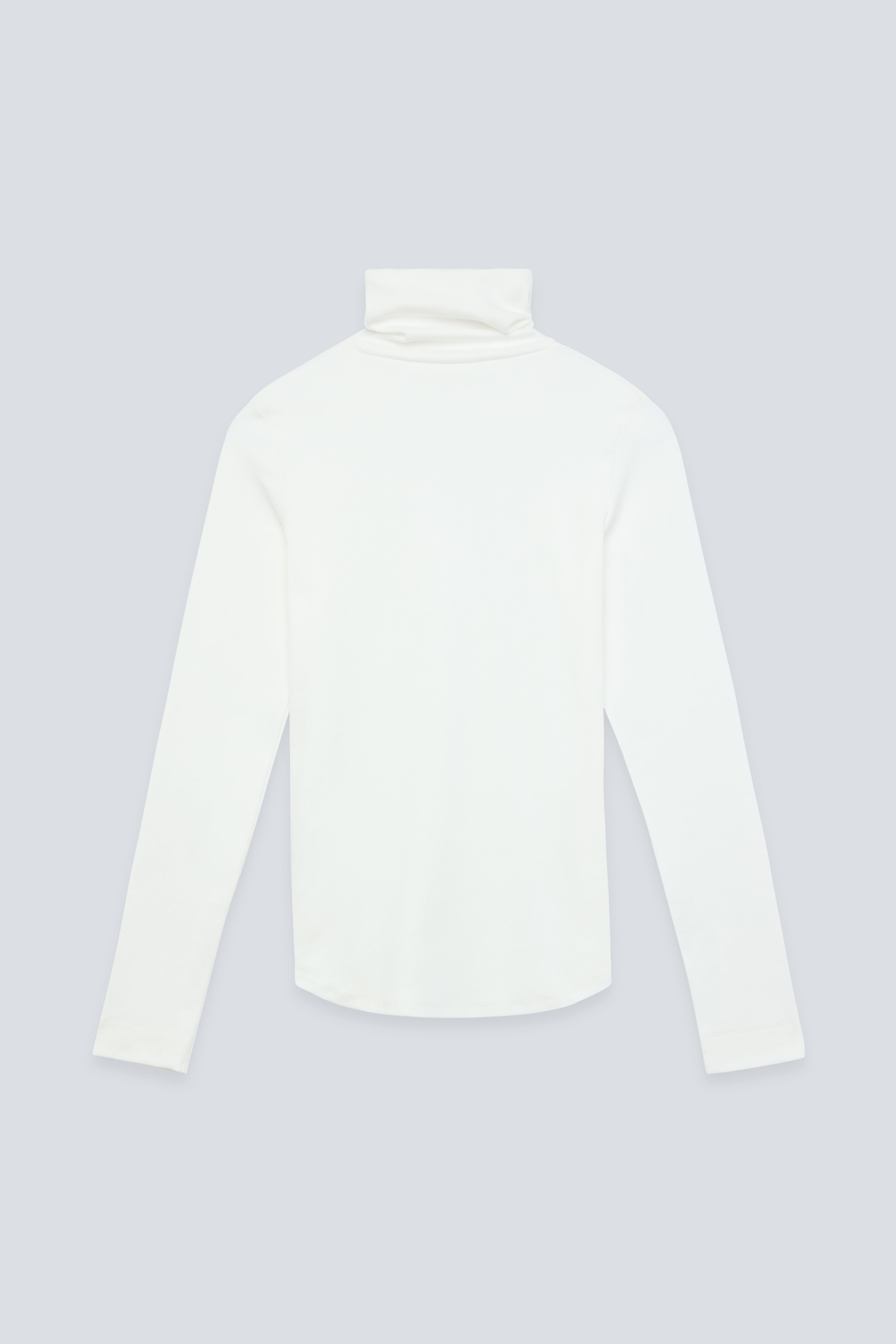 The Theresa in Off-White. Ribbed Turtleneck. 95% organic cotton with 5% elastane. GOTS. Back view. 