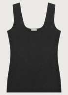 The Uma top in essential black - front view, 95% organic cotton made in Portugal