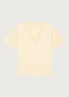 The Victoria v-neck top in apricot front view, 180g organic cotton made in Portugal