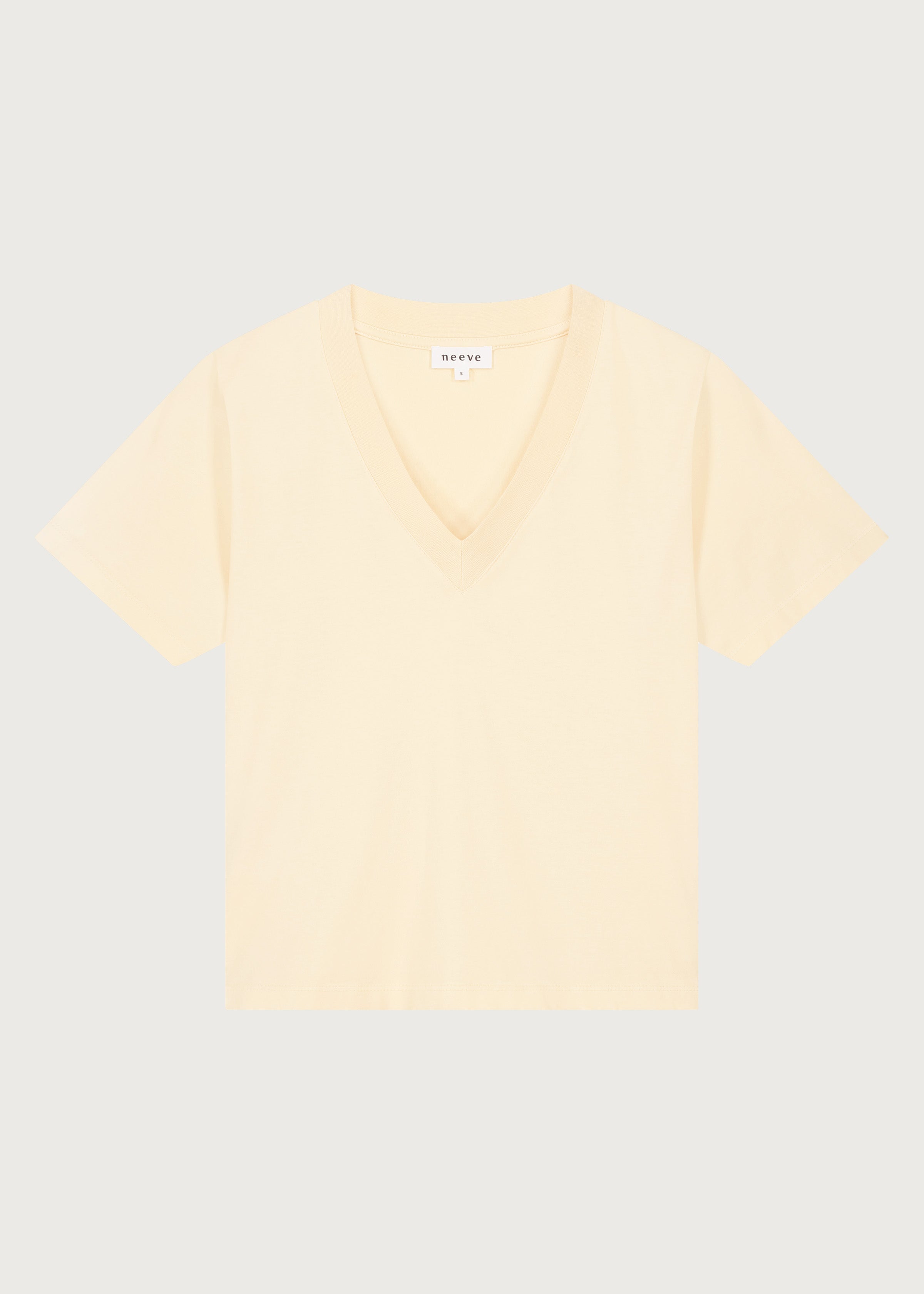 The Victoria v-neck top in apricot front view, 180g organic cotton made in Portugal