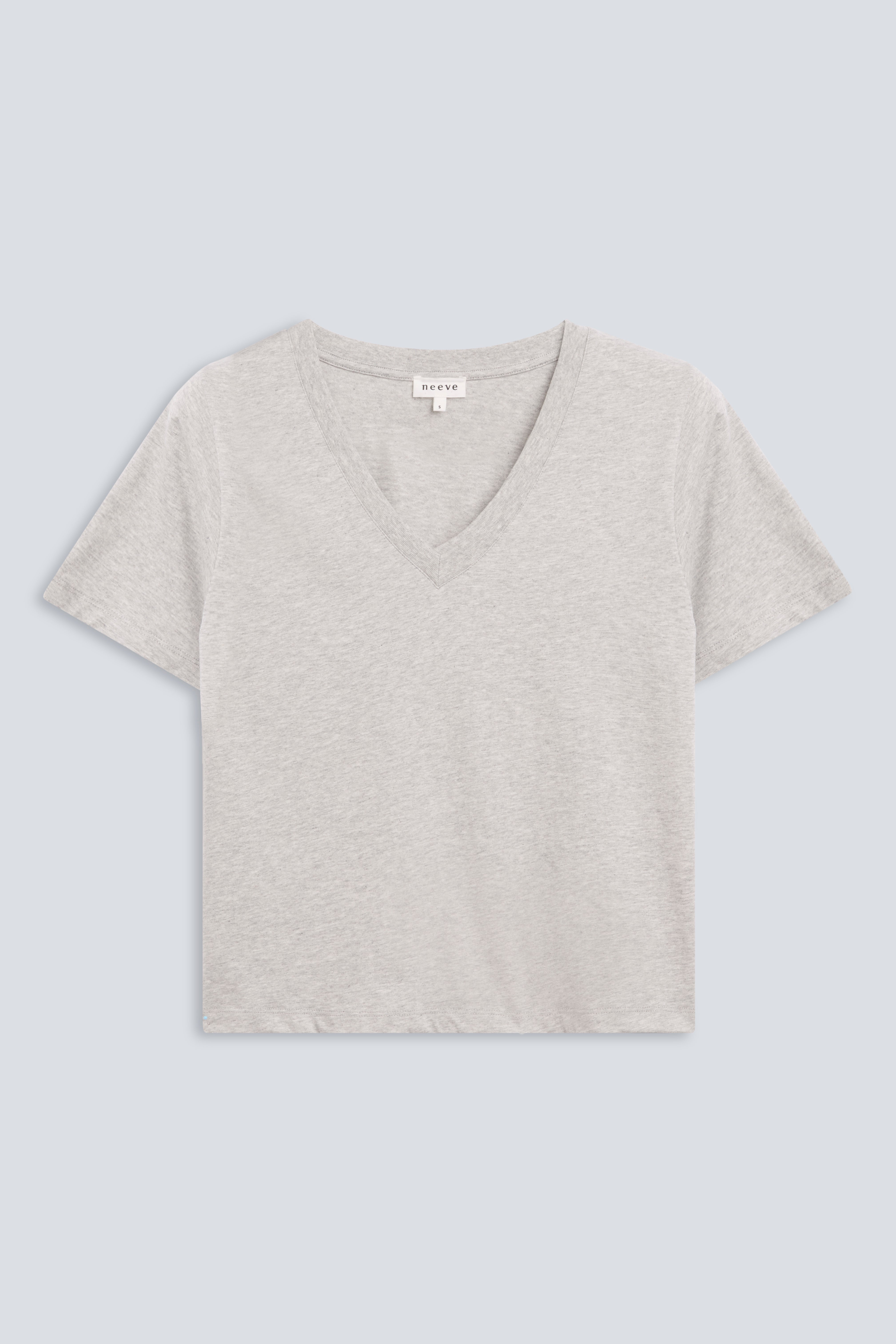 The Victoria in Grey Melange. 180 grams 100% organic cotton. GOTS Certified. Front view. 