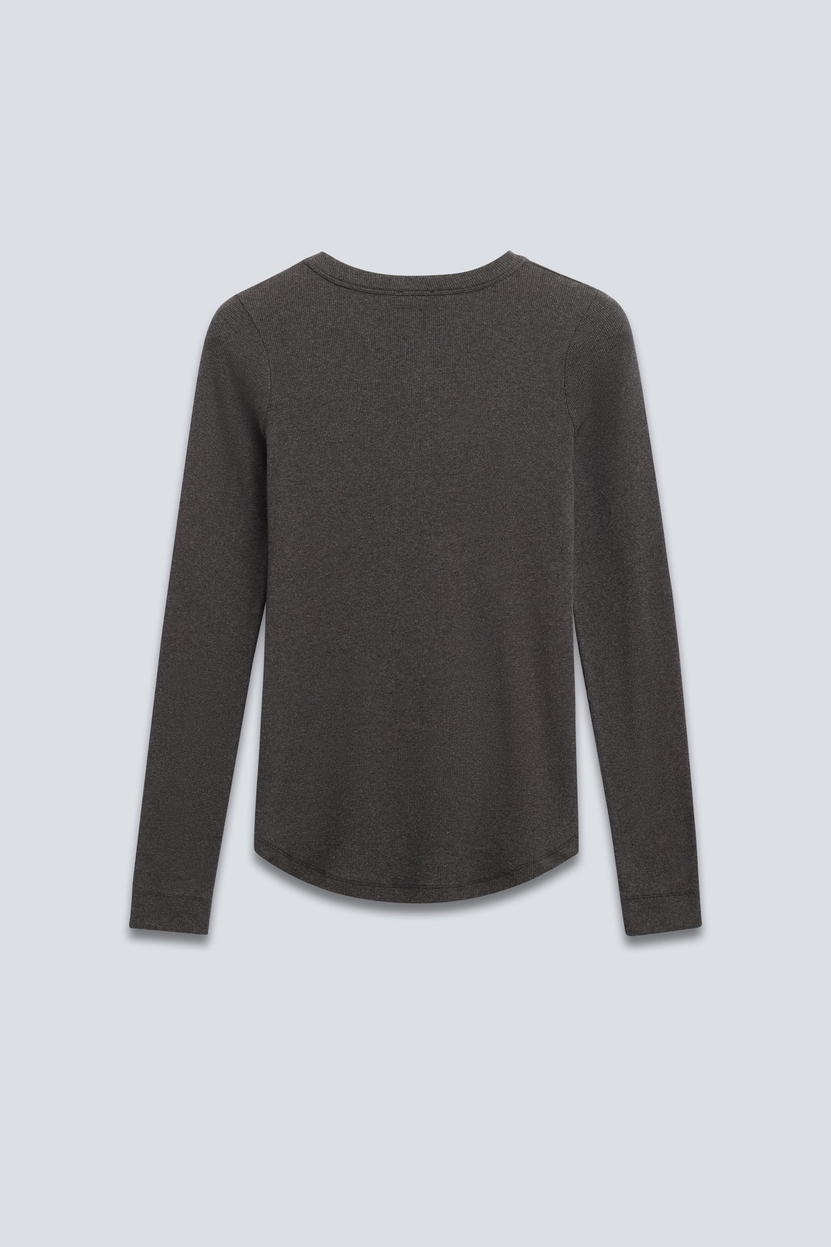 Ripp-Longsleeve in Dark Grey Melange. Rückansicht.