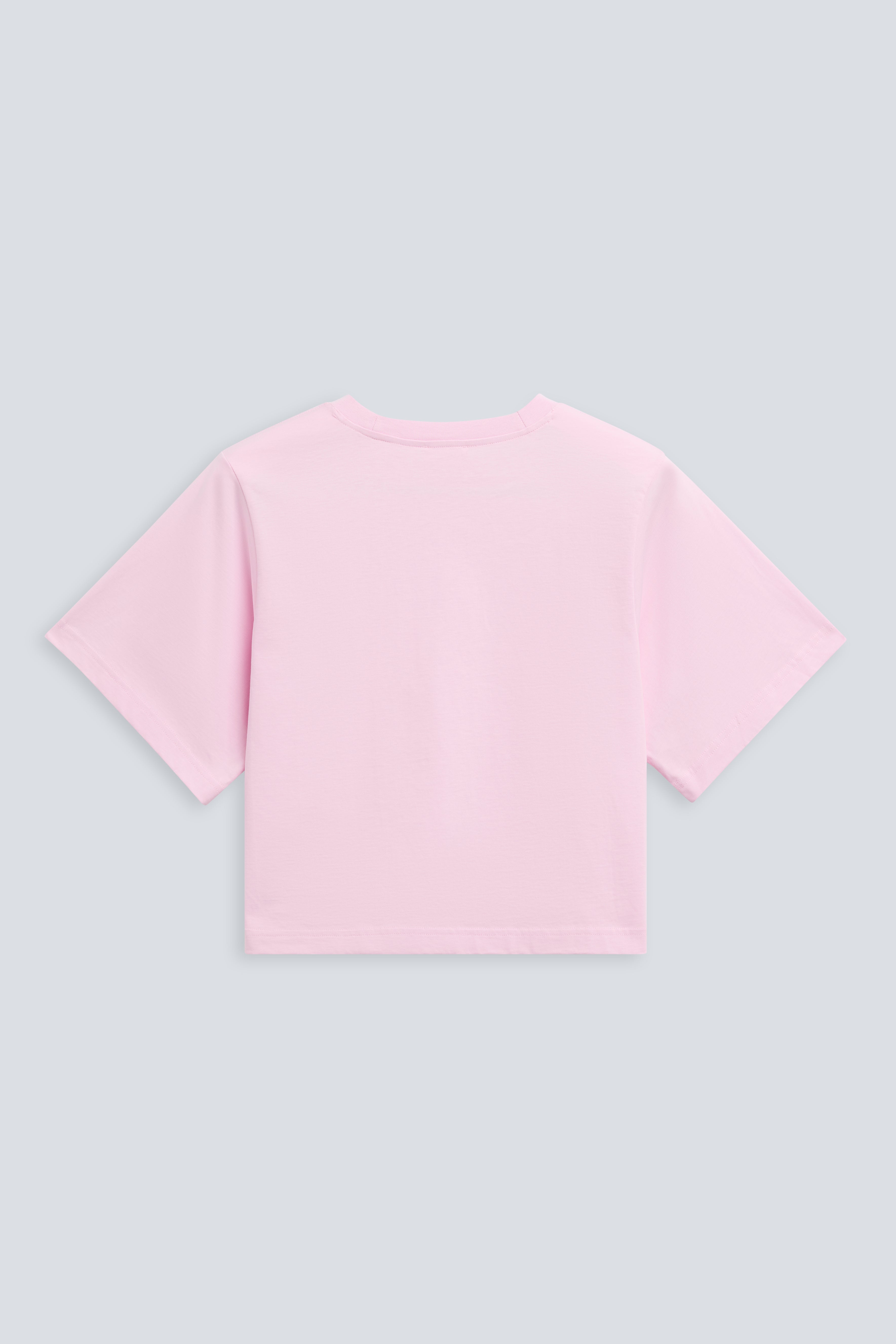 The Noa in Rose Pink. 180 grams, 100% organic cotton. Back view.