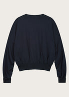 The Blake sweatshirt in navy back view, twisted sleeve detail
