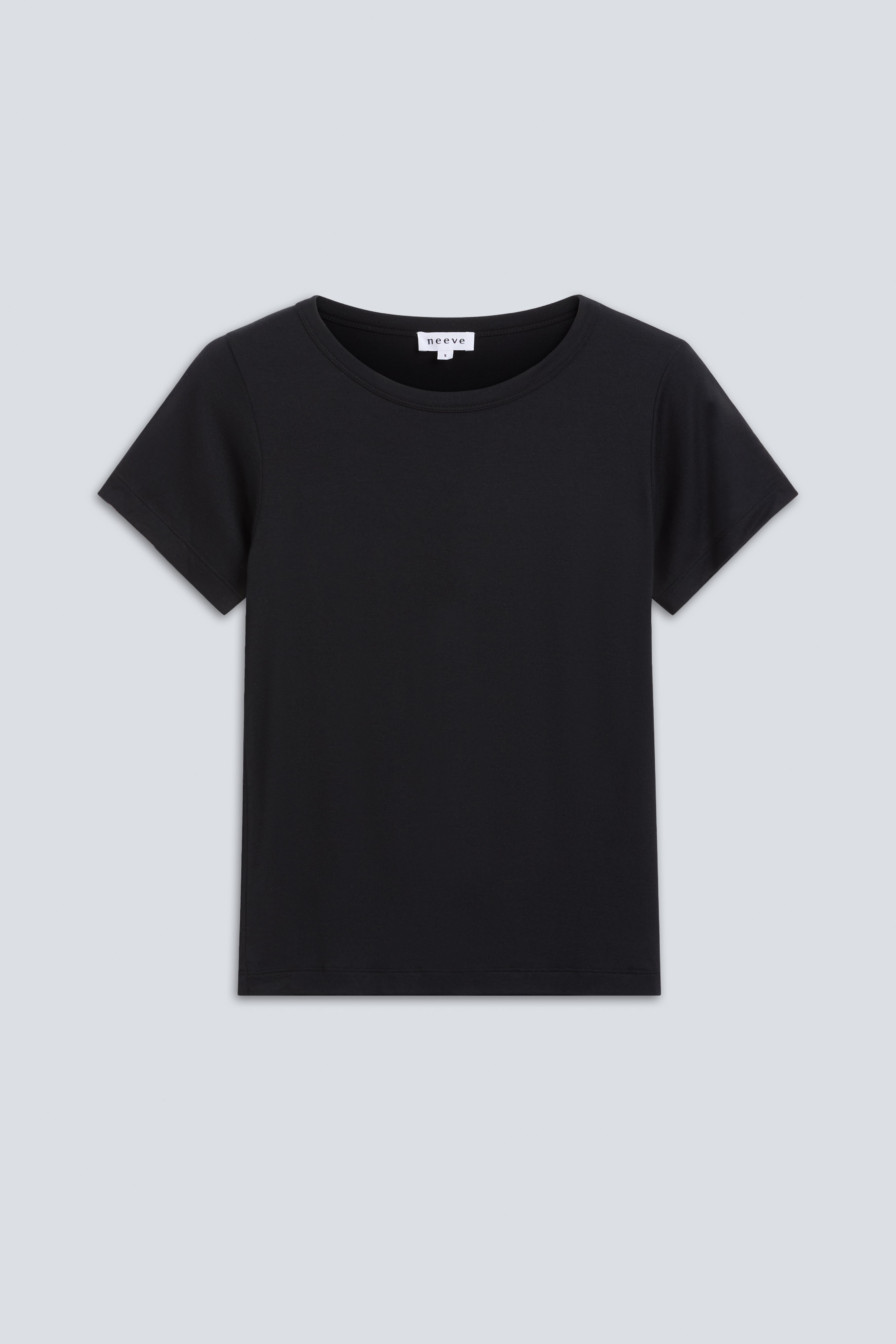 The Bobbie in Essential Black, 95% Micromodal, 5% elastane. Front view. 